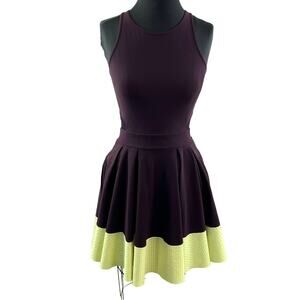 LULULEMON Purple Cherry Lime Sleeveless Back Cut Out Fit & Flare Away Dress